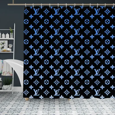 Gradient Blue Louis. Vuitton Shower Curtain_YL-LMH1301