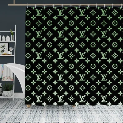 Gradient Green Louis. Vuitton Shower Curtain_YL-LMH1302